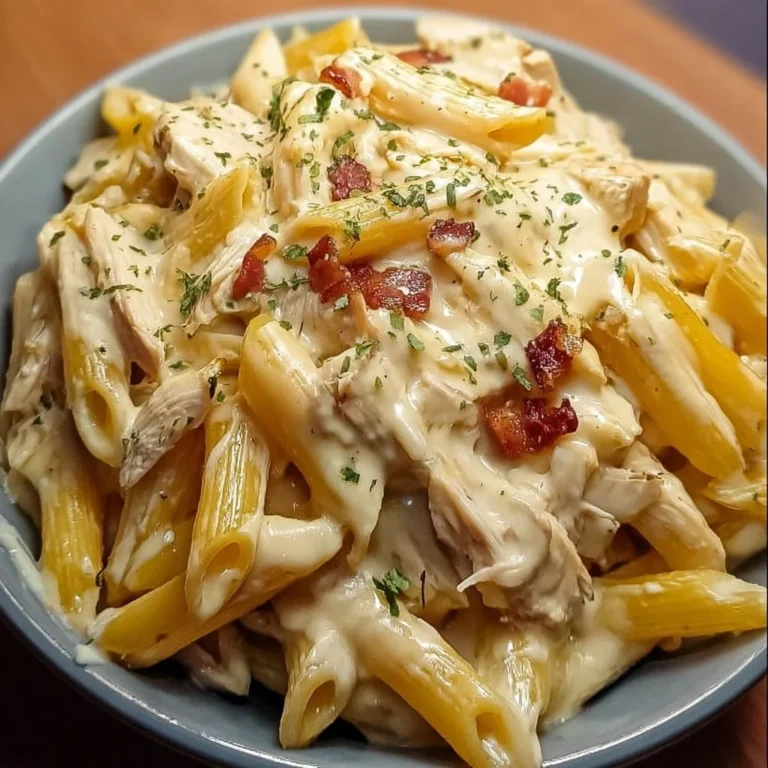 Creamy Crack Chicken Penne dish served in a bowl