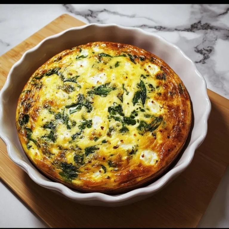 Crustless spinach and cottage cheese quiche served on a plate