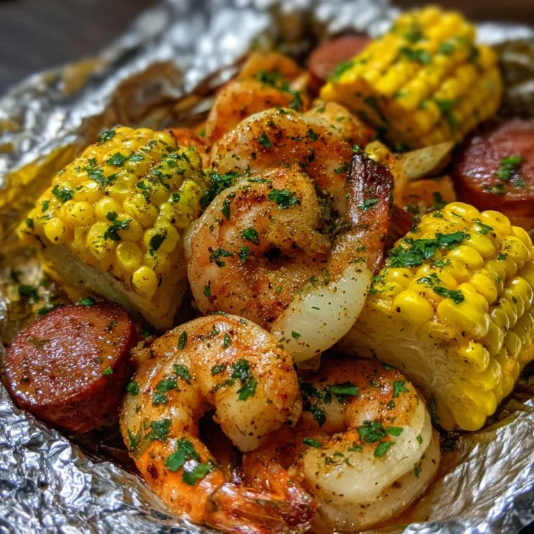 Flavorful Cajun shrimp boil foil packs ready for grilling or baking
