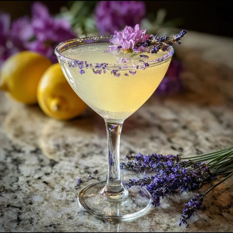 Refreshing Lavender Lemon Drop Martini with floral edge