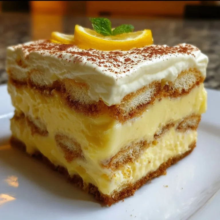 Luscious Lemon Tiramisu dessert with lemon zest and creamy layers.