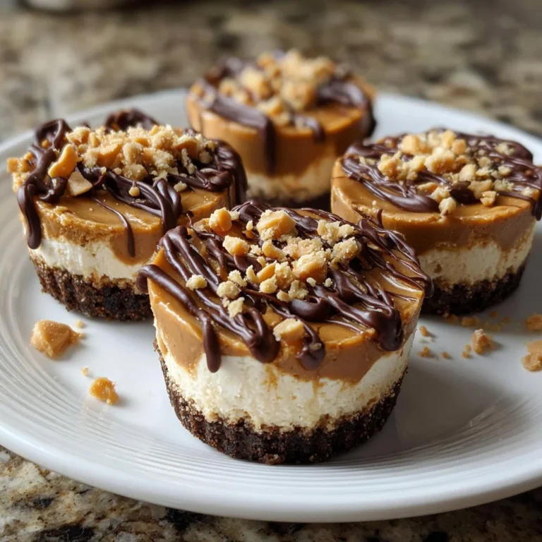 Peanut Butter Cottage Cheese Cheesecake Cups in clear dessert cups