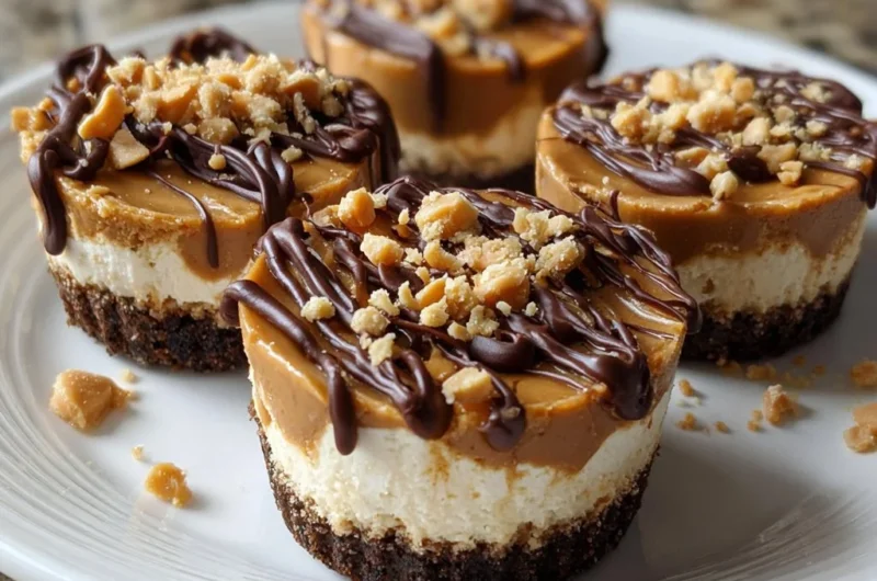 Peanut Butter Cottage Cheese Cheesecake Cups in clear dessert cups