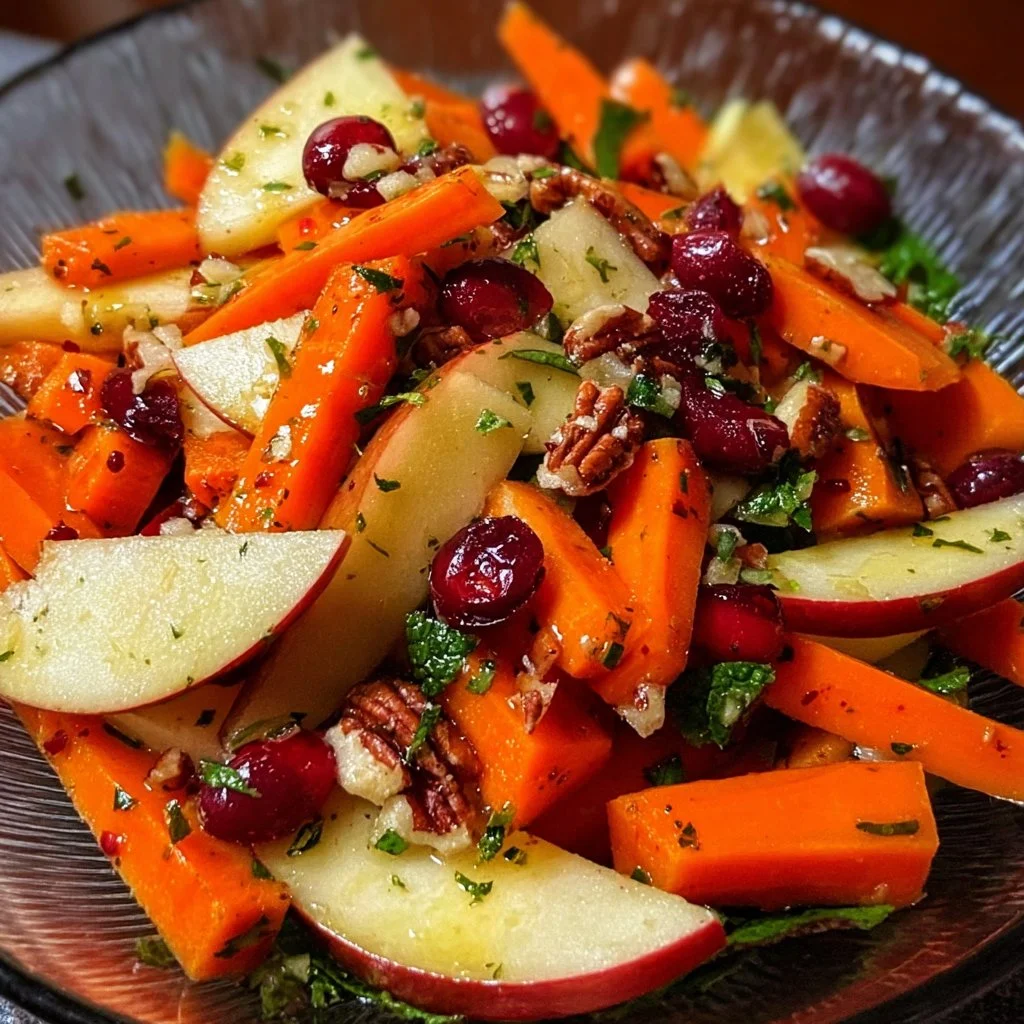 Refreshing Apple Cranberry Carrot Salad with vibrant colors and healthy ingredients