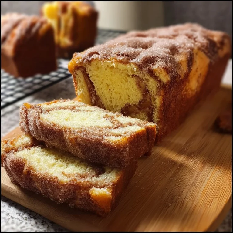 Freshly baked sweet cinnamon sugar bread loaf garnished with cinnamon sugar