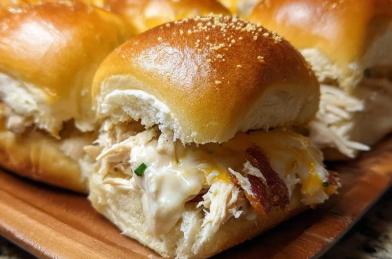 Delicious Chicken Bacon Ranch Sliders served on a platter