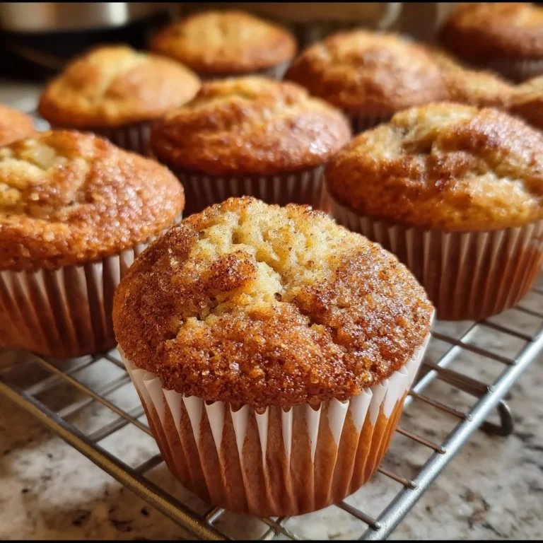 Freshly baked warm banana bread muffins with a golden-brown top